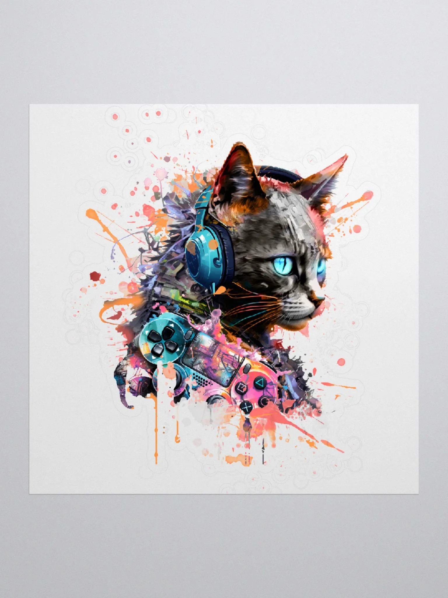 Colored Gamer Cat Sticker product image (3)