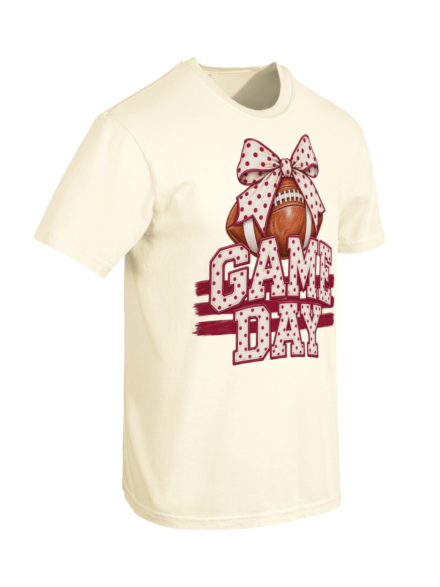 Preppy Game Day Football Shirt, Polka Dot Bow Game Day Comfort Colors® Tee, Football Mom Shirt, Cute Football Season Shirt, Tailgate Outfit product image (2)