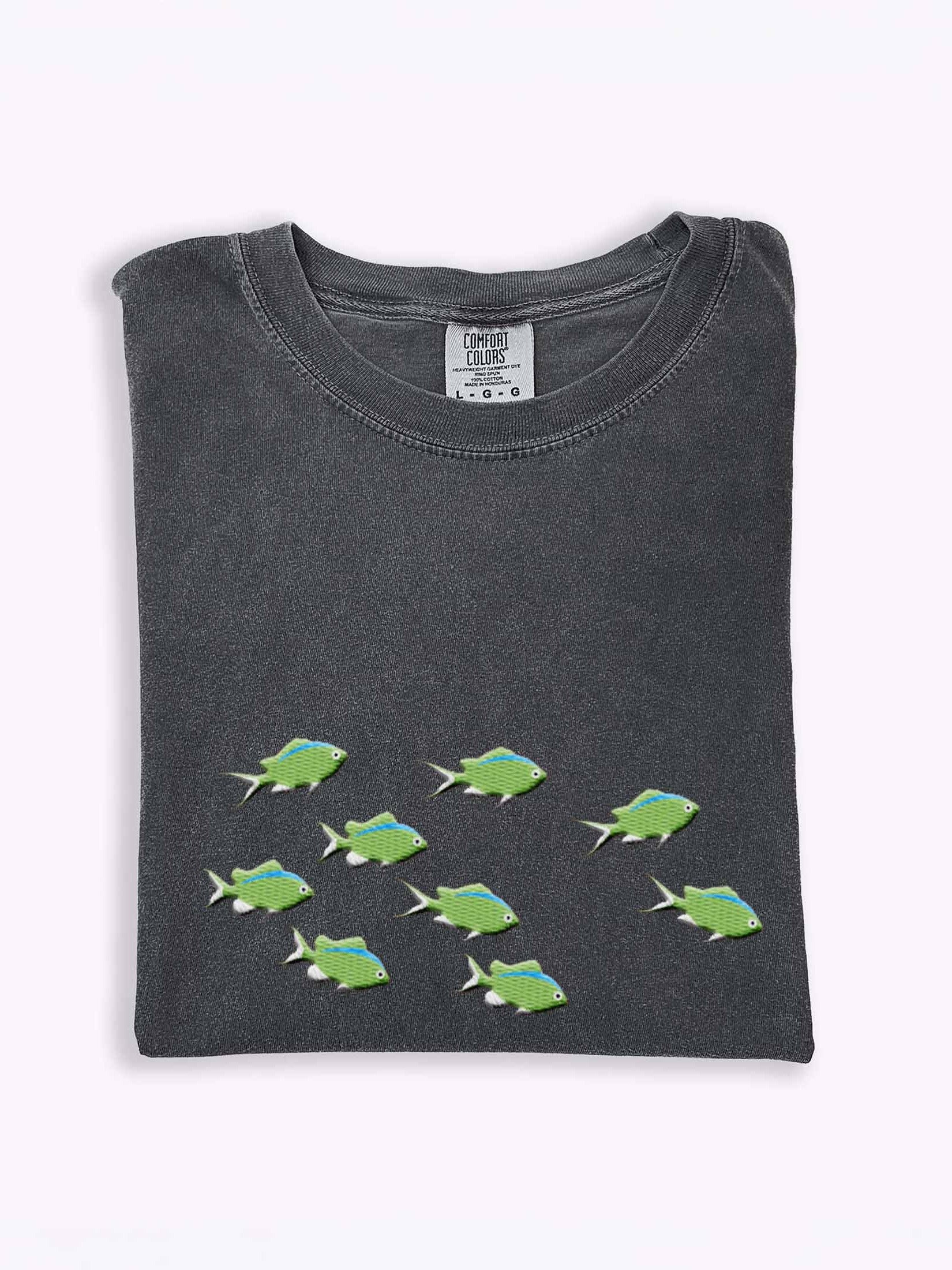 A School of Green Chromis Embroidered Premium Shirt | Saltwater Reef Aquarium Fish & Marine Life Apparel product image (1)