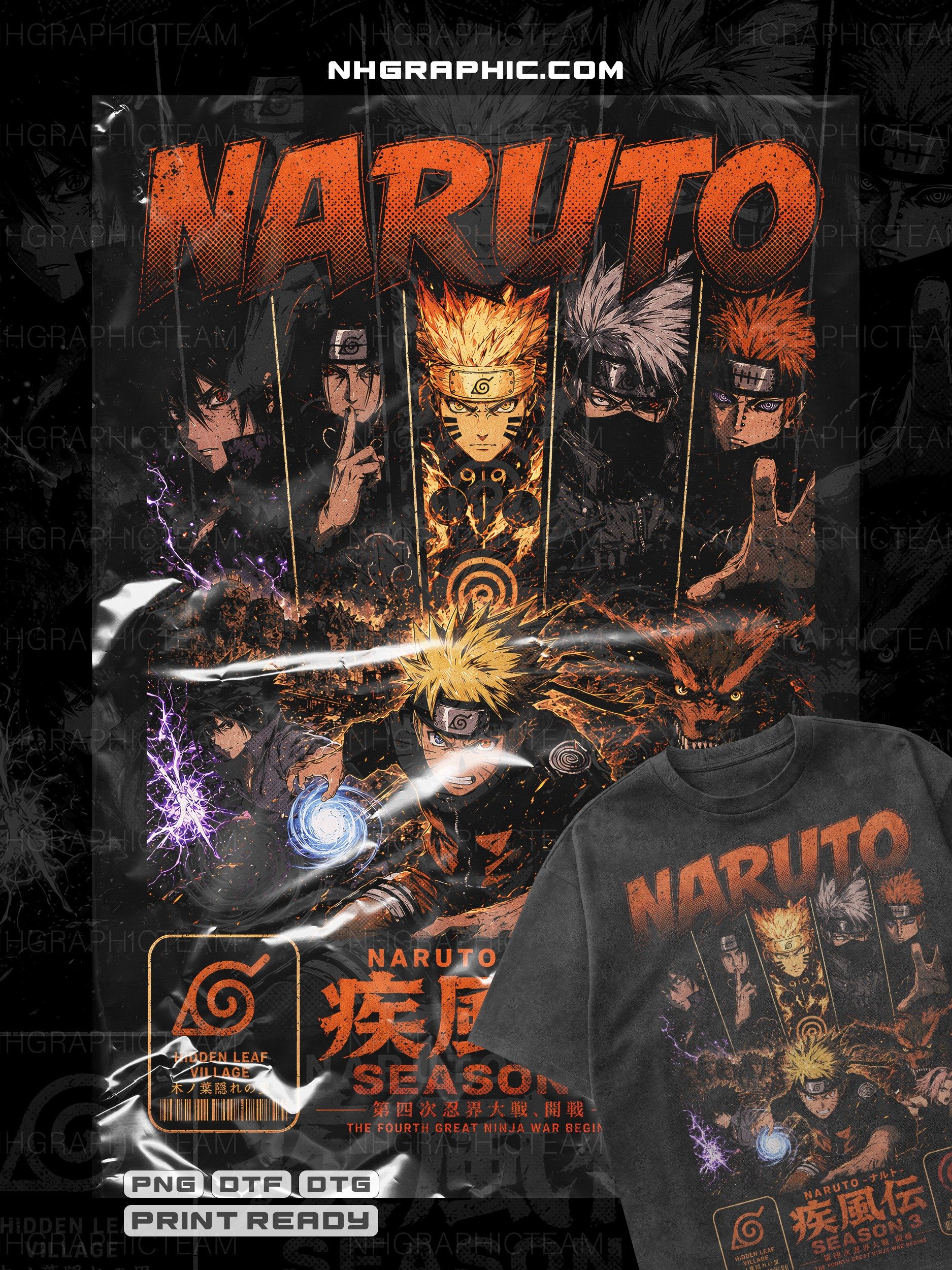 10 Halftone Anime Shirt PNG Designs DTG DTF Bundle product image (9)