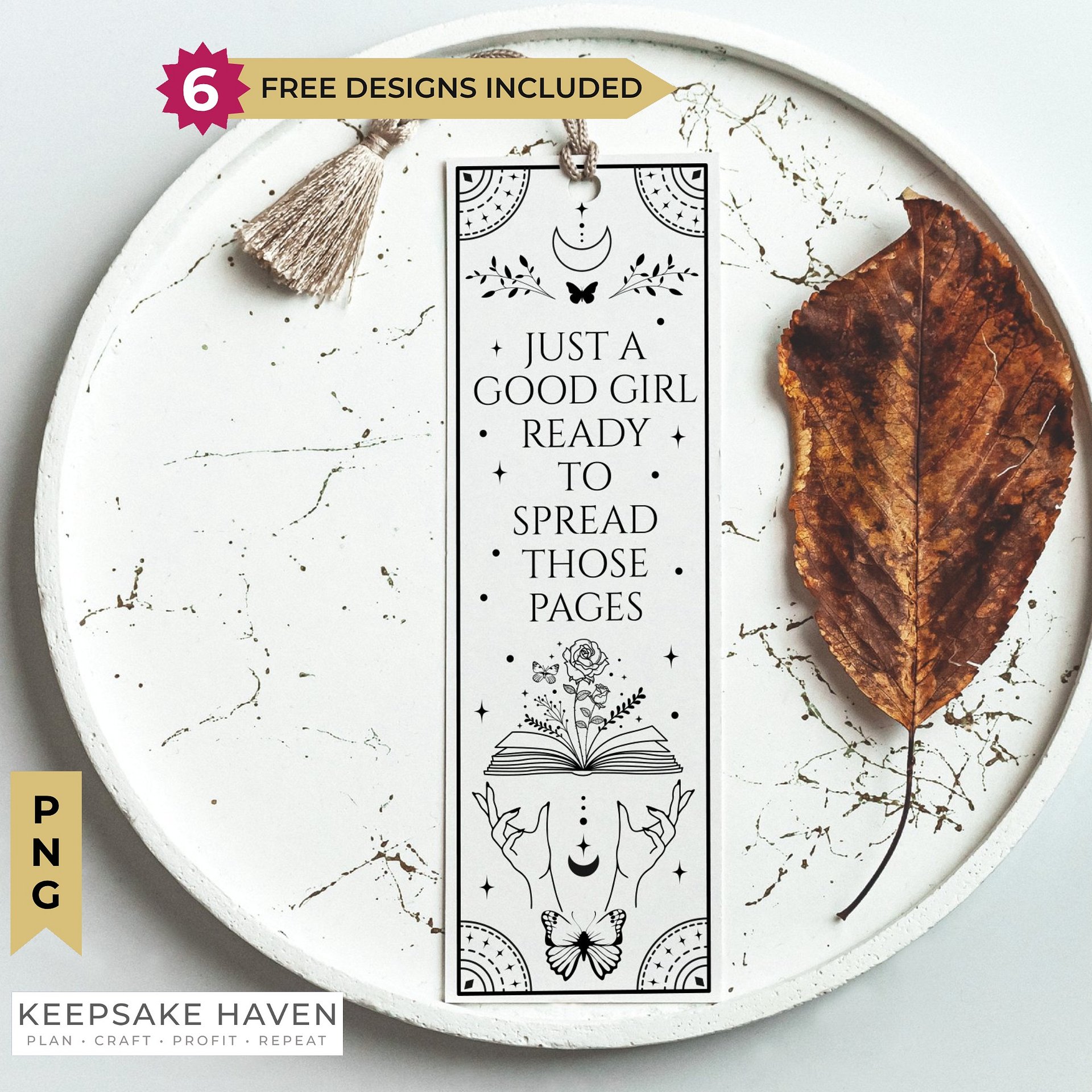 Smut Bookish Good Girl Reader Tarot Bookmark SVG, Laser Cut File, Celestial Butterly Floral Books Dark Romance, Instant Digital Download product image (1)