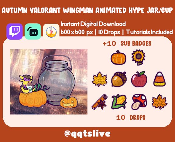 ANIMATED AUTUMN BOBA Twitch Hype Jar - Stream Tip Cup + Sub Badges / 2 Layers - 5 Outfit/Prop Options - 10 Bit Options + Set Up Tutorial product image (2)