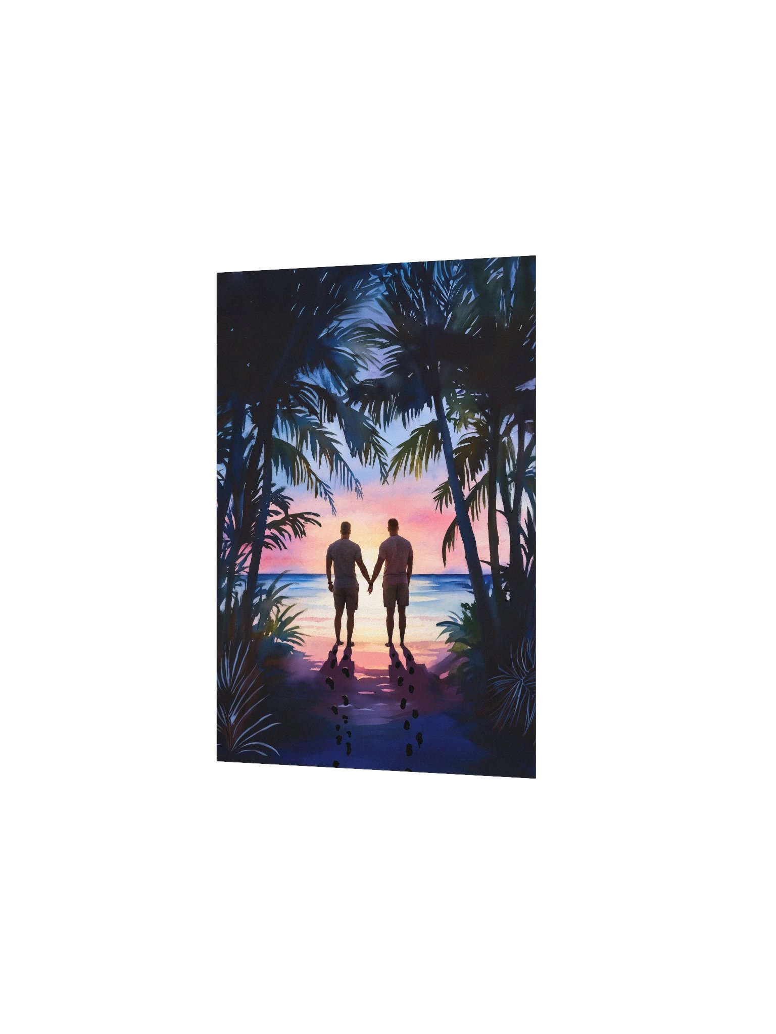 Tropical Beach Sunrise - Gay Couple Holding Hands Studio Print product image (2)