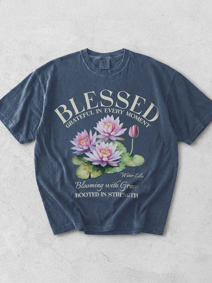 July Blessed Water Lily Flower Shirt – Blooming with Grace, Rooted in Strength Graphic Tee product image (1)