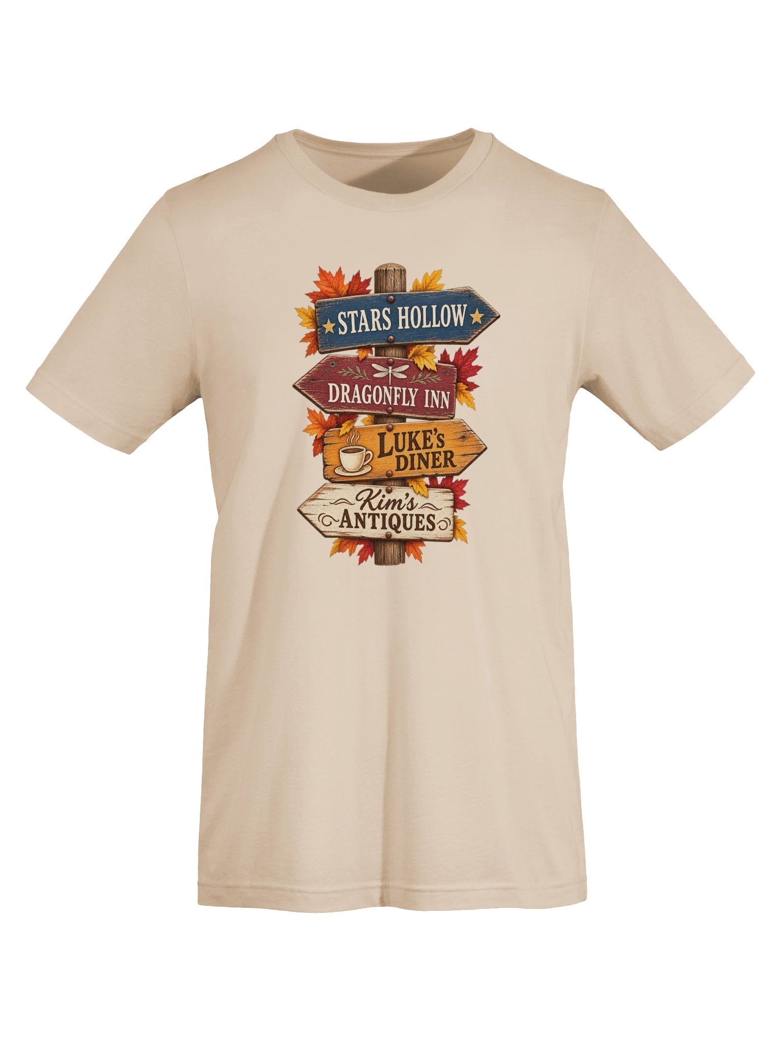 Stars Hollow Signpost T-Shirt | Cozy Fall Town Graphic Tee product image (25)