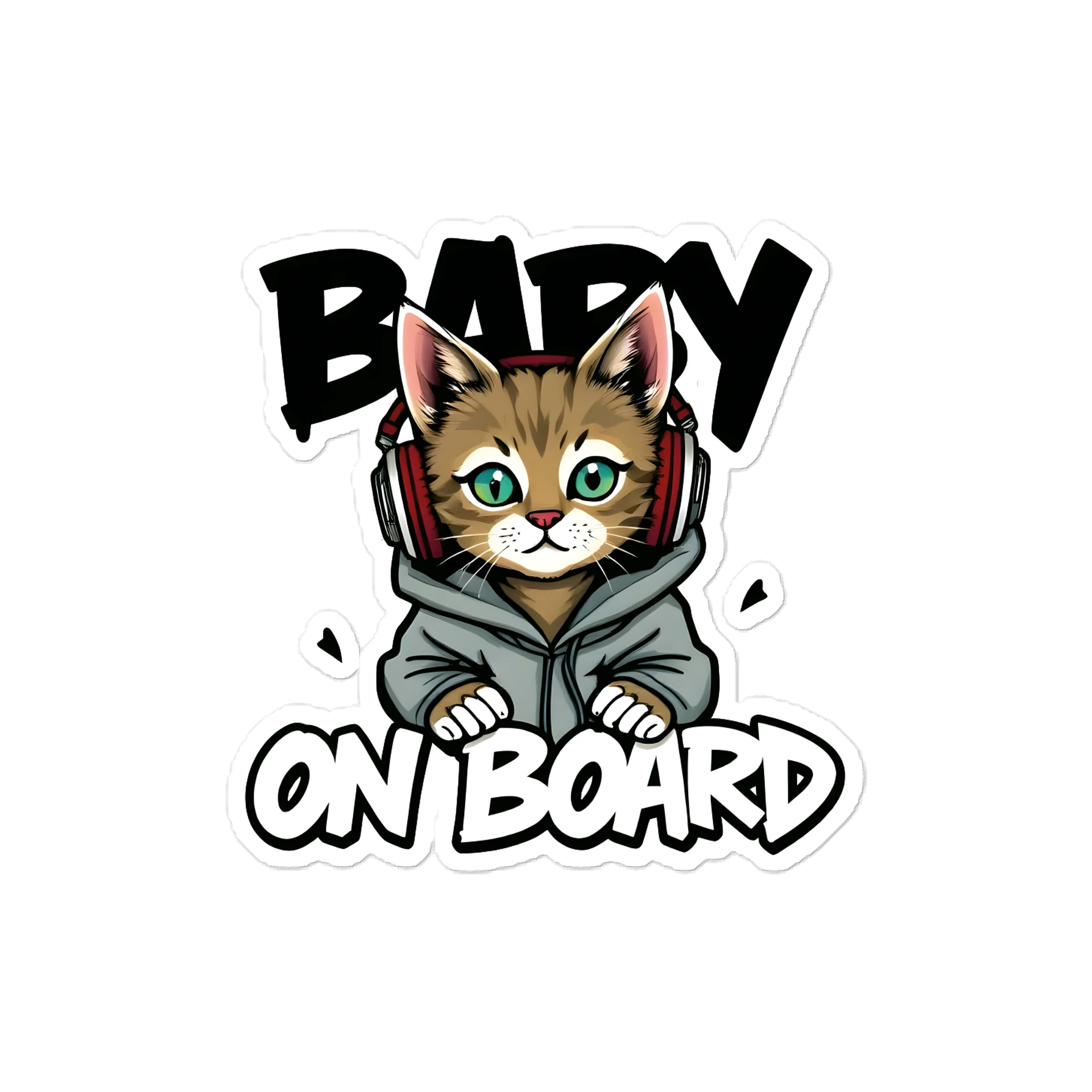 Cool Cat Urban Style Car Decal - 5x5 Premium Vinyl Sticker - Streetwear Inspire Cat with Headphones Graphic for Cars and Jeeps product image (1)
