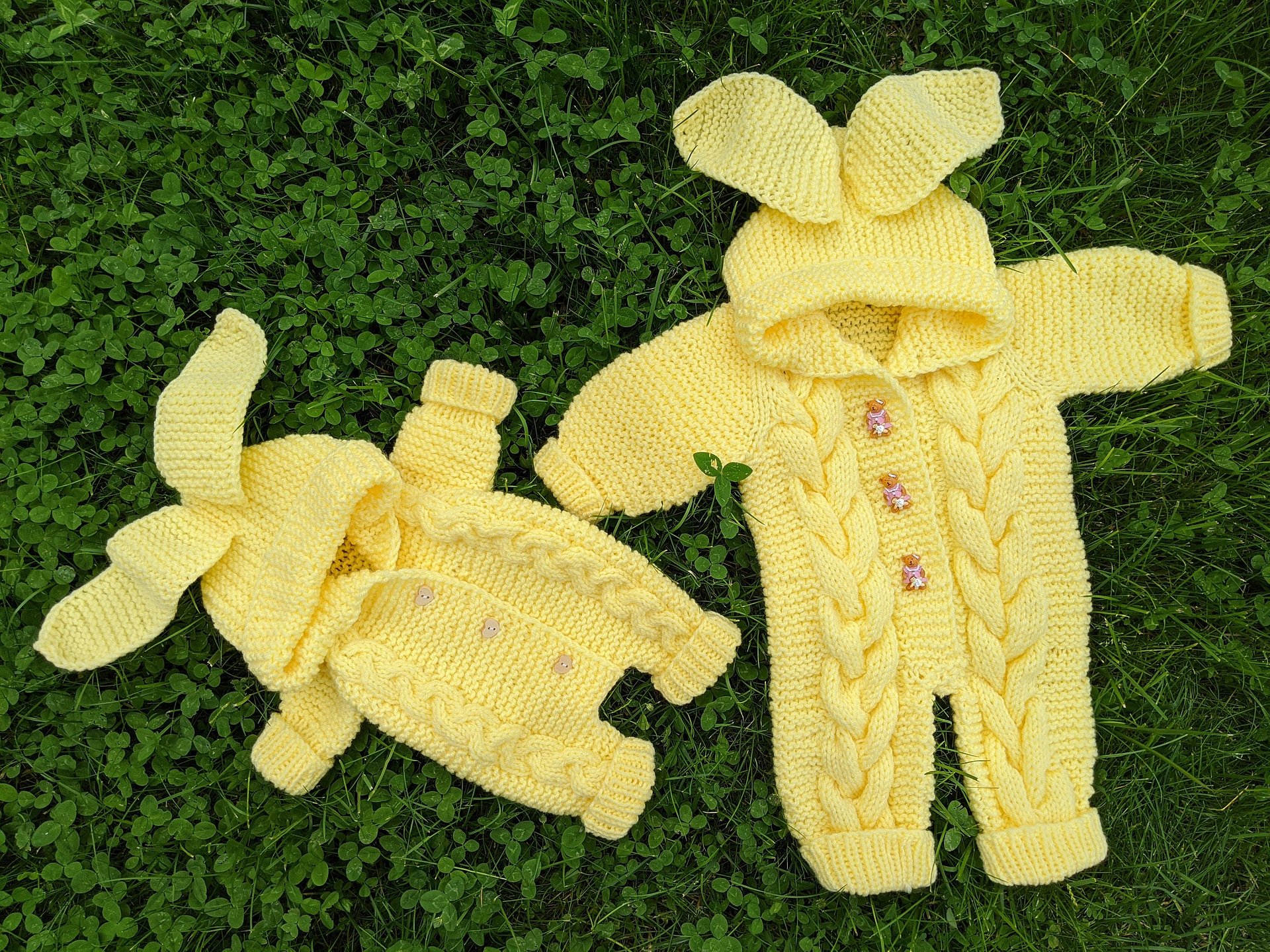Doll Cable Knit Bunny Romper Knitting Pattern product image (3)