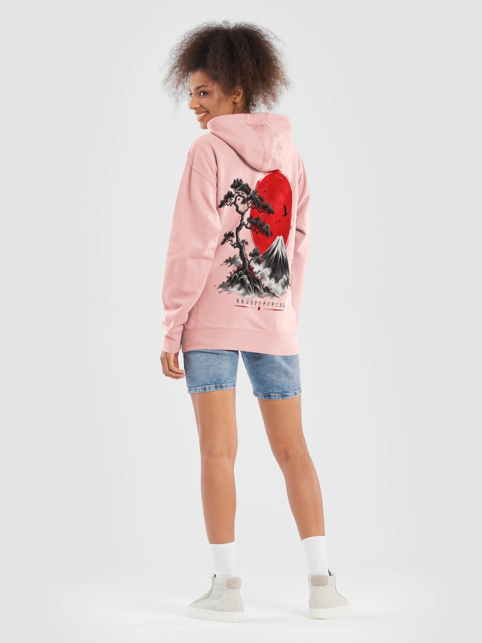 Japanese Mount Fuji & Rising Sun Hoodie | Bonsai Art product image (3)