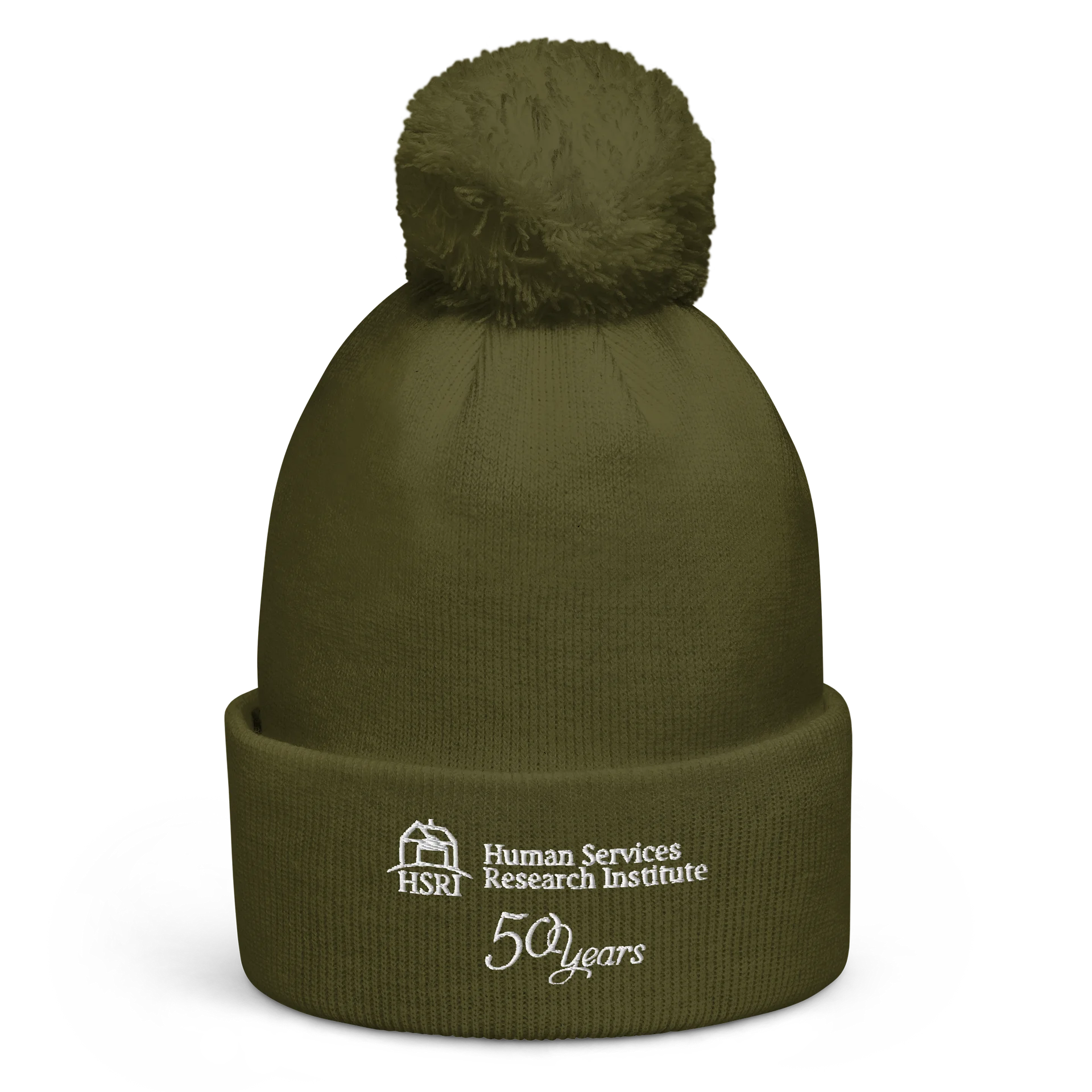 50th Anniversary Beanie Hat with Pompom - Forest Green - Embroidered product image (1)