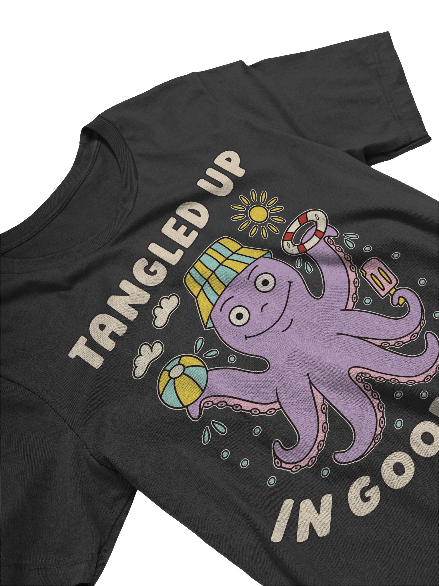 Tangled Up In Good Vibes Cute Silly Funny Octopus Unisex T-shirt product image (2)