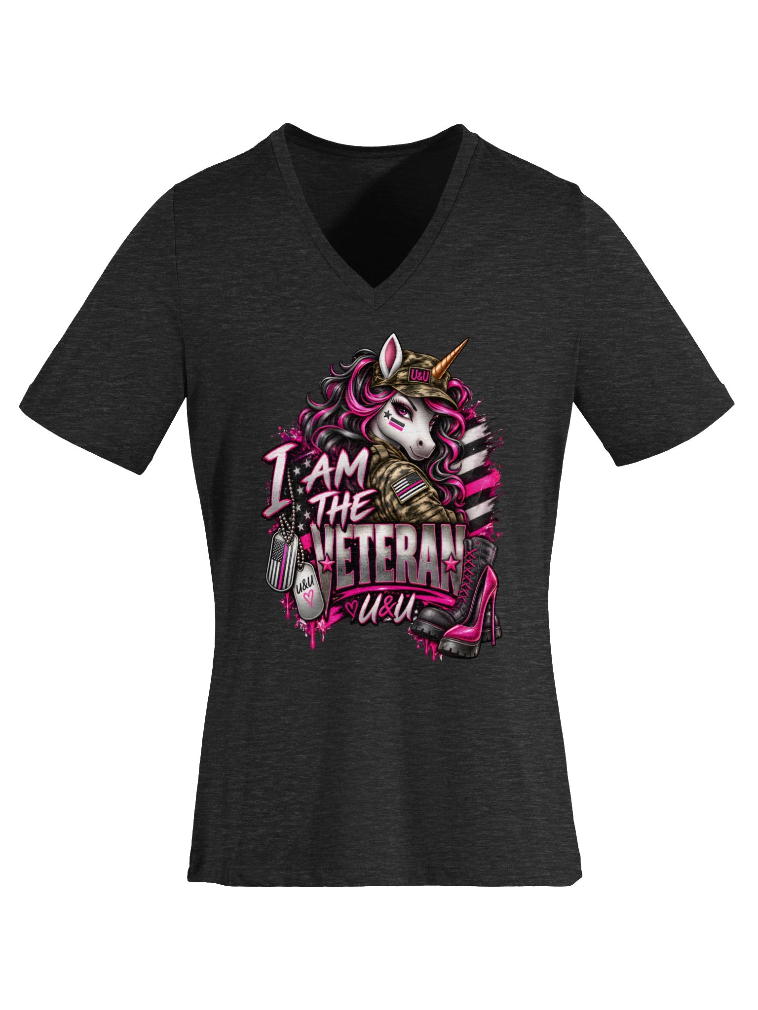 I am the Veteran Unicorn V-Neck Tee product image (5)