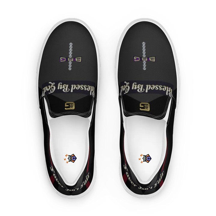 BBG Diamond Cross Black with Red Stripe Men's Slip Ons product image (2)