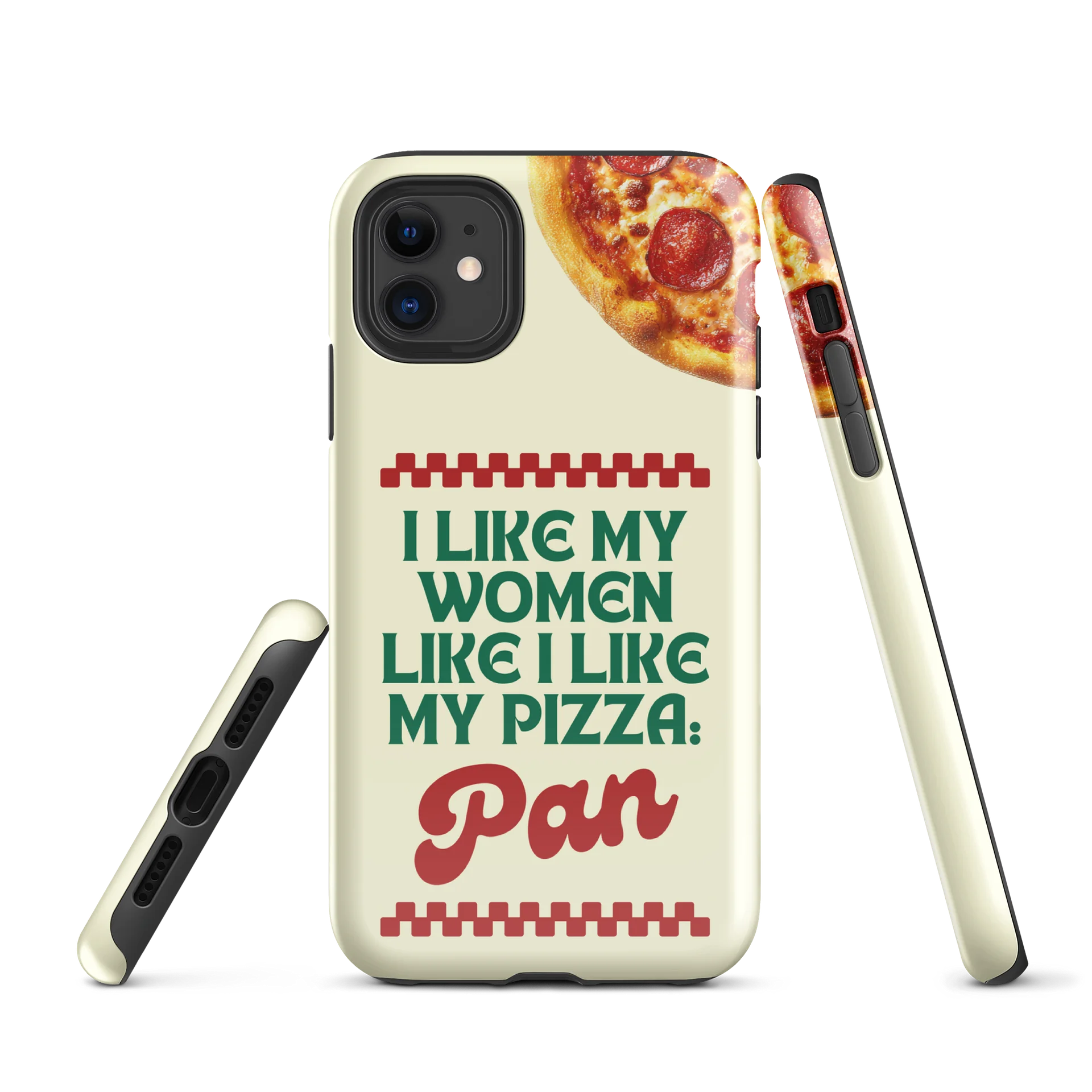 Bisexual Pride Phone case | “I Like My Women Like I Like My Pizza: Pan” | Funny LGBTQ+ iPhone Case | Queer Pride Gift product image (1)
