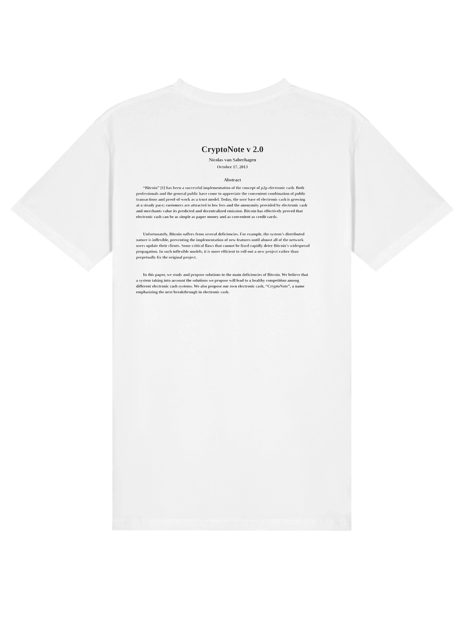 CryptoNote v 2.0 Whitepaper Tee product image (1)