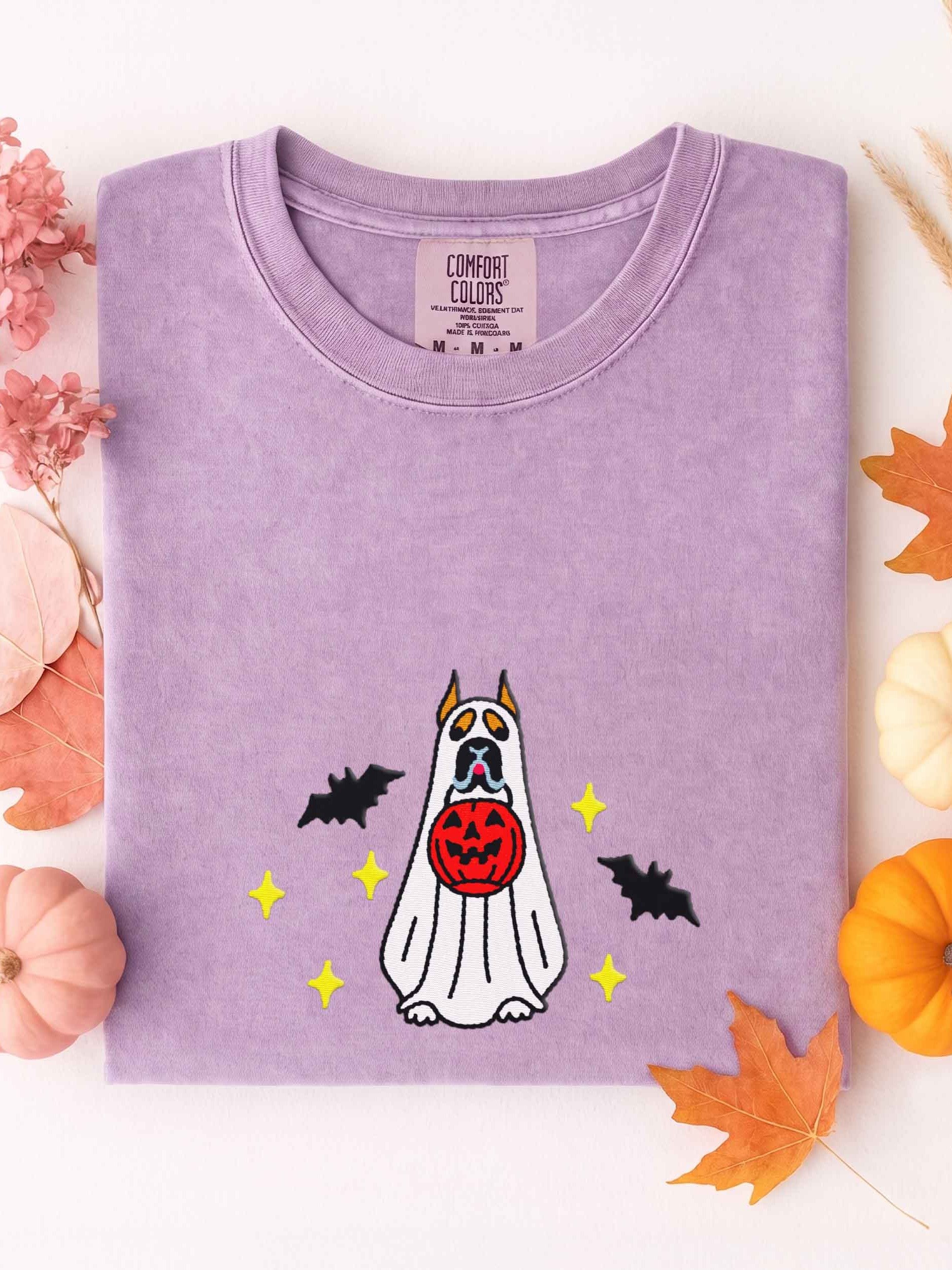 Halloween Boxer Dog(Tan, Cropped Ears) Embroidered T-Shirt product image (1)