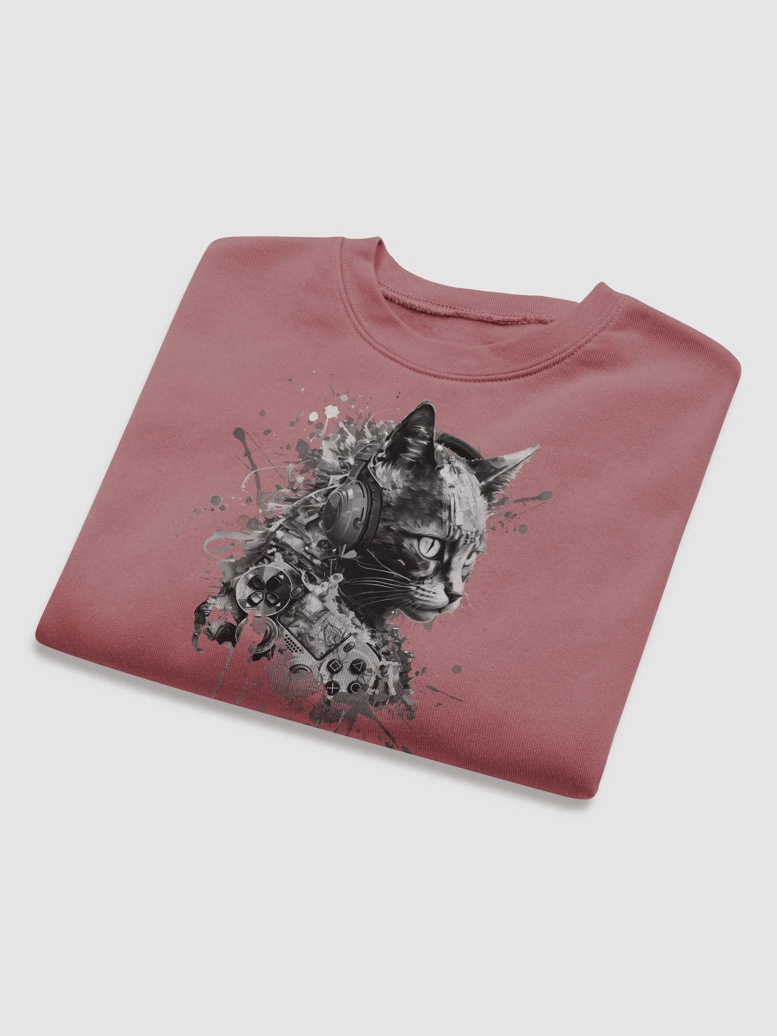 Black & White Gamer Cat Crop Crewneck product image (32)
