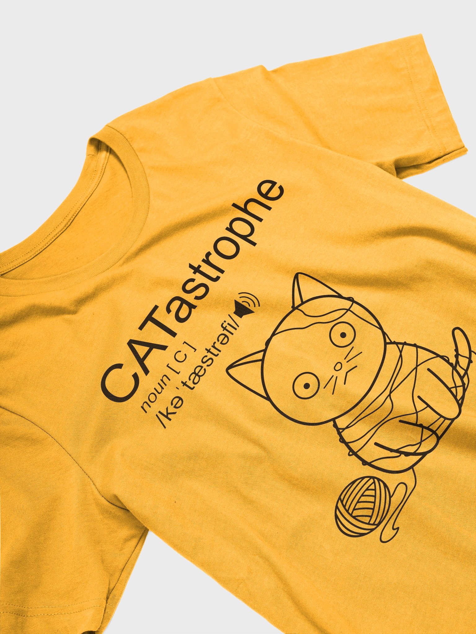 CATastrophe (Cat with Yarn - Black Print) - Unisex Adult Super Soft Lightweight T-shirt product image (2)