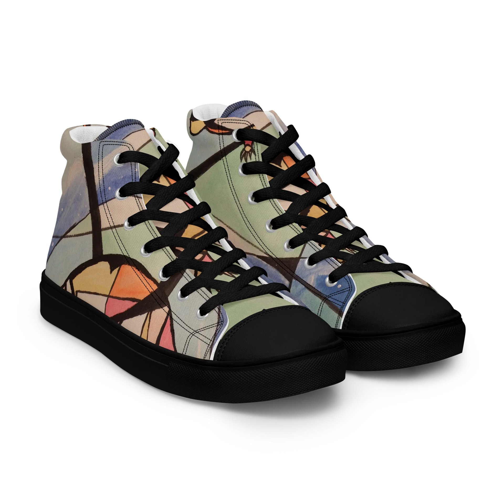 Cubism Painting: The Dream of a Tardigrade Women's High Top Canvas Shoes by Allcolor product image (8)
