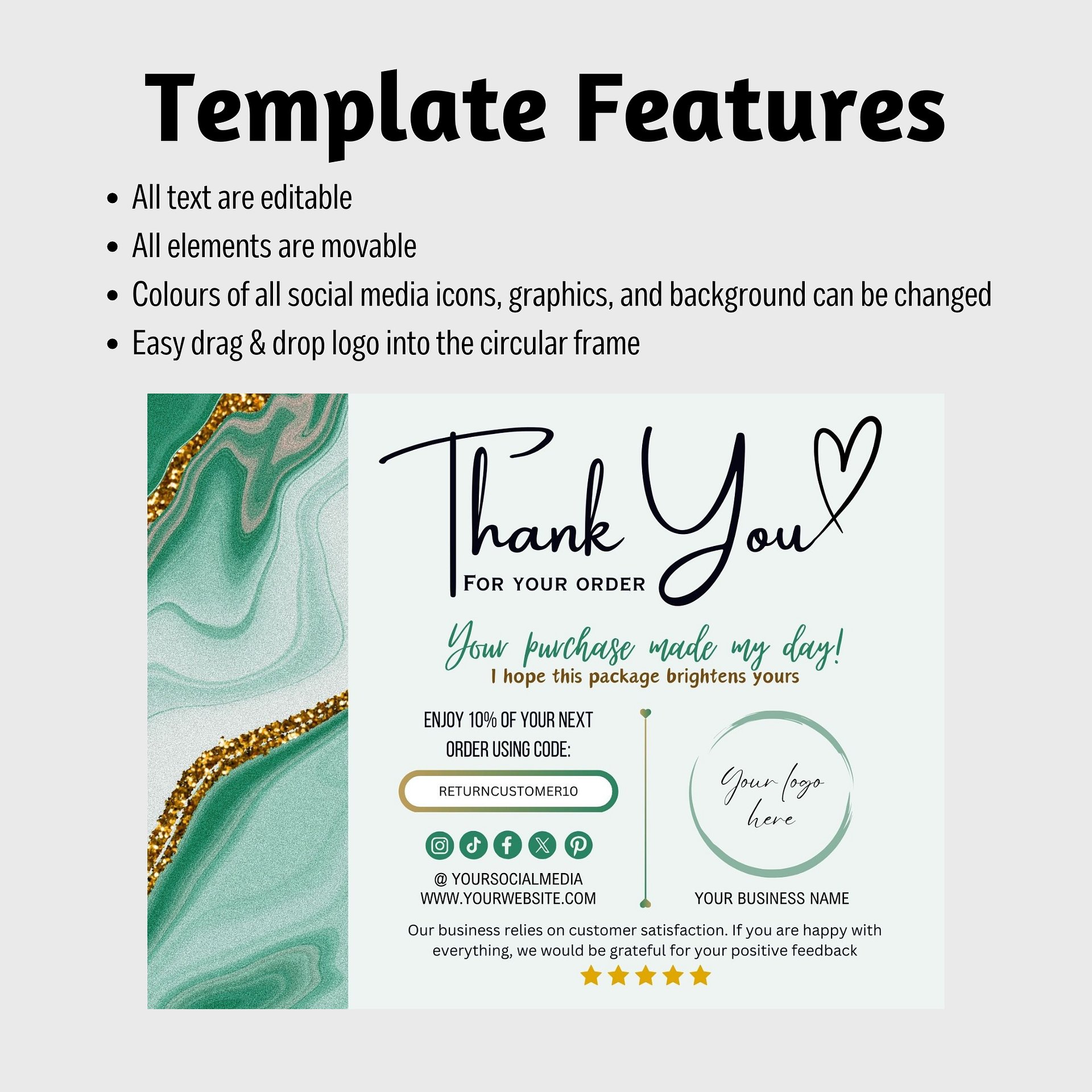 Esmeralda - Thank You Card Template product image (7)