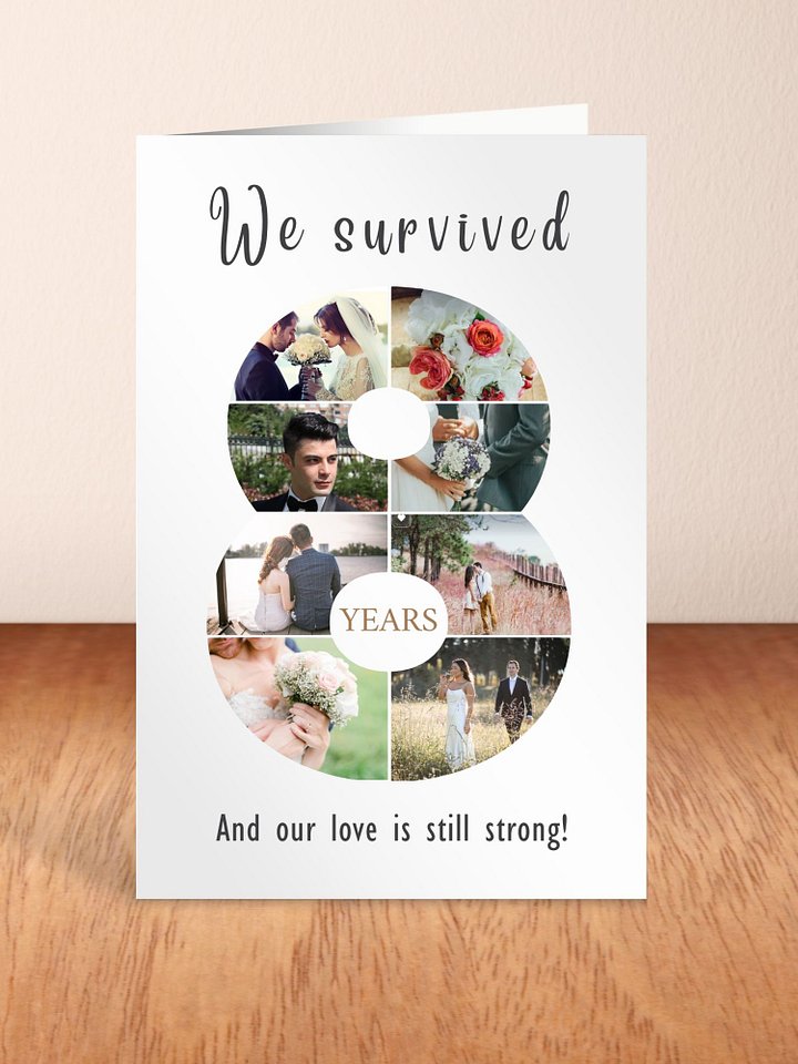 8 Year Anniversary Photo Card Editable Canva Template product image (2)
