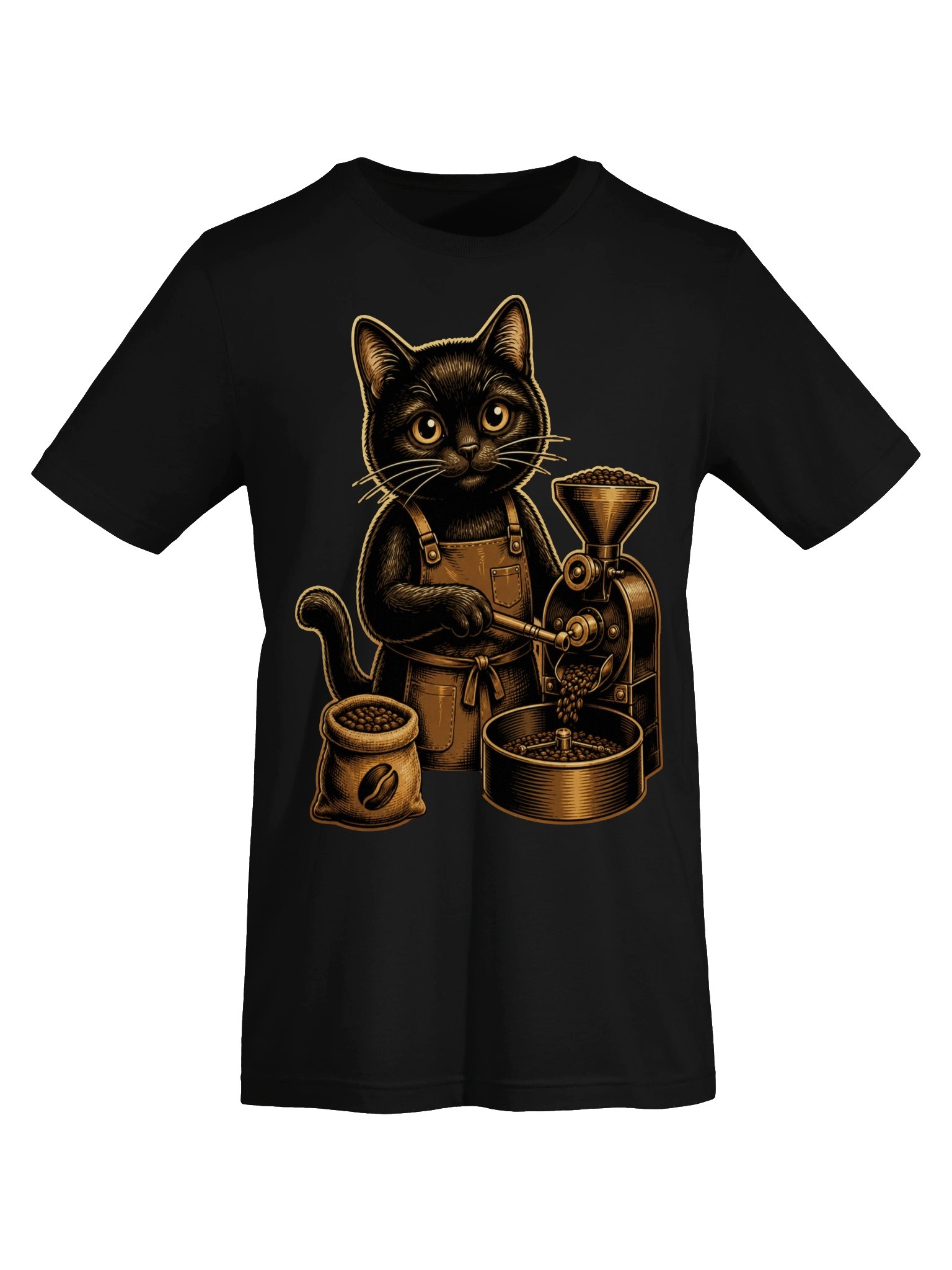 Black Cat Barista Coffee Tee | Vintage Cafe Shirt product image (5)