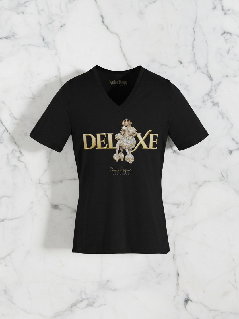 Deluxe White Poodle V-Neck Tee | Poodle Empire product image (9)