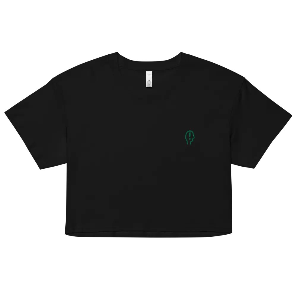 EXCLAIMING MENTALLY (L.C., kelly) embroidered cotton crop top product image (1)