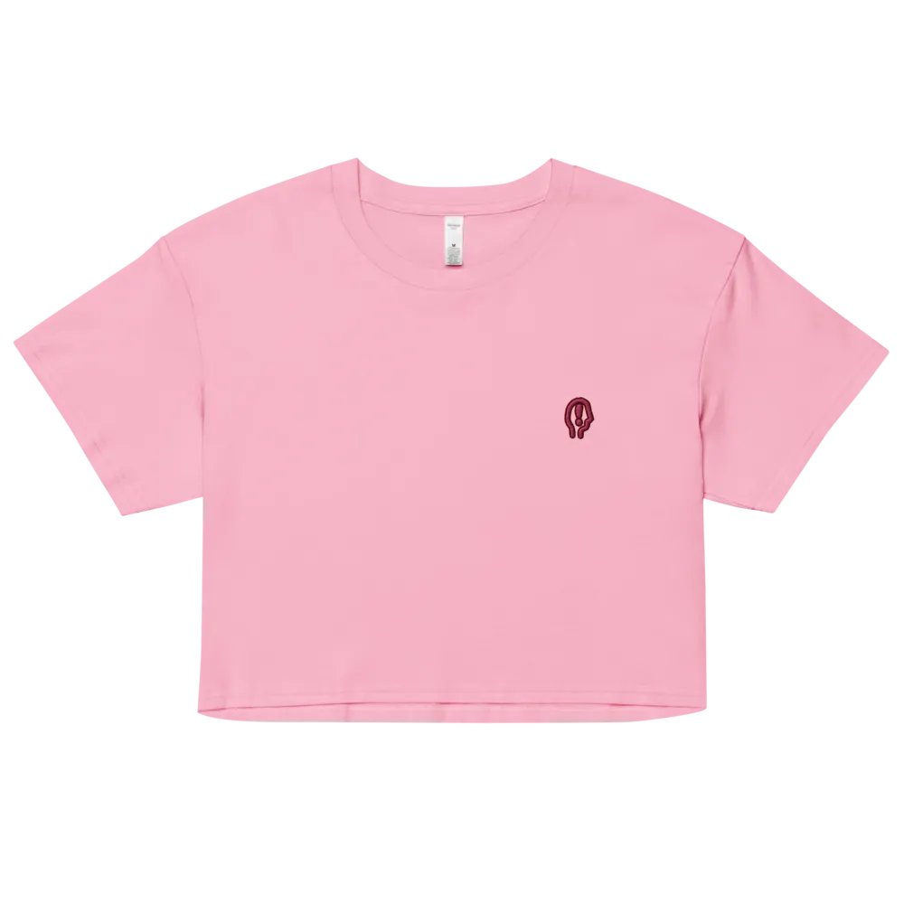 EXCLAIMING MENTALLY (L.C., rose) embroidered cotton crop top product image (7)