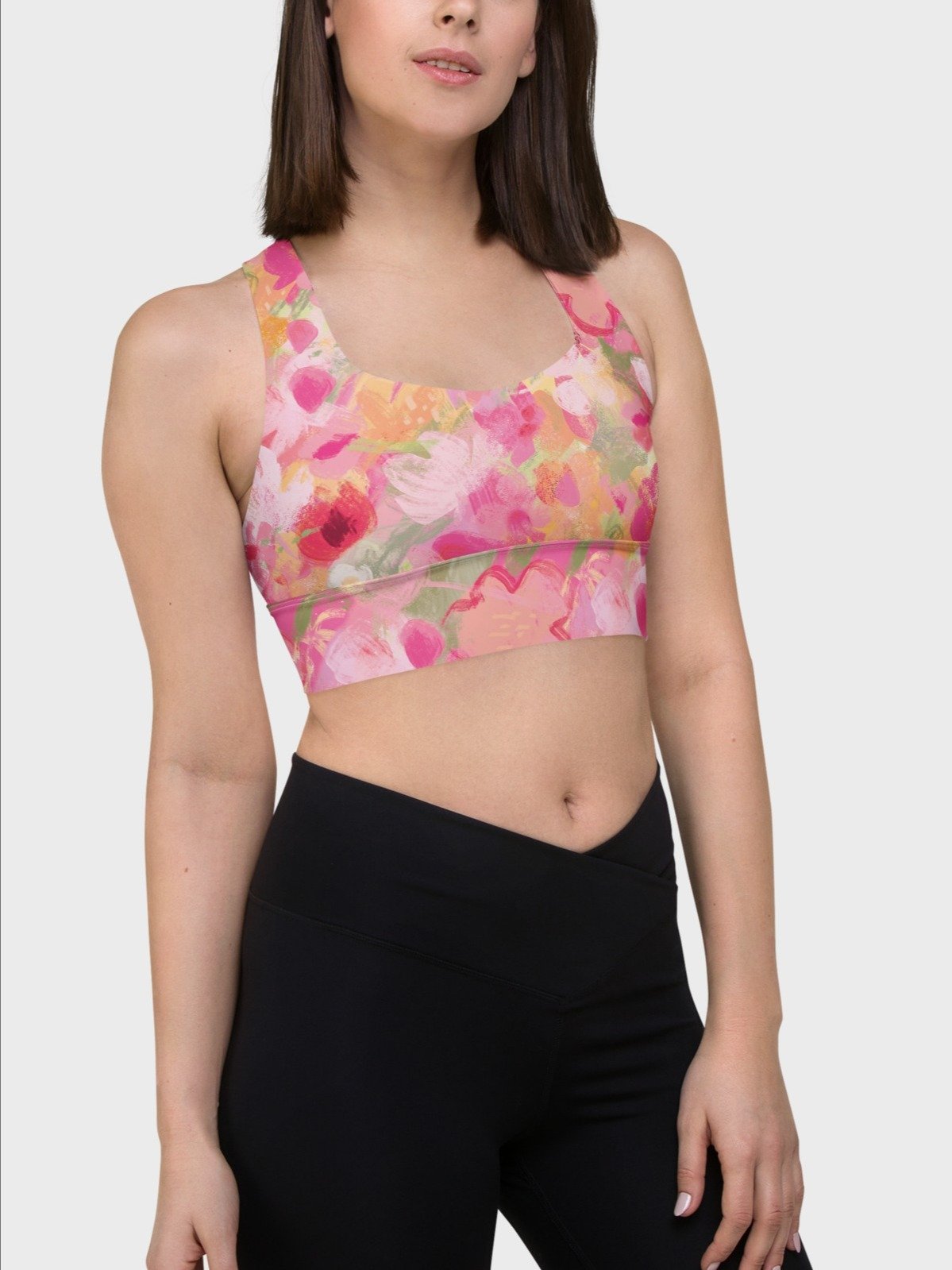 Hight Impact Sport Bra "Sweet Pastel Florals of Spring" product image (5)