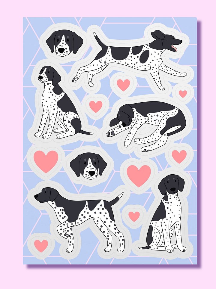 Cute German Shorthaired Pointer Kiss Cut Sticker Sheet product image (1)