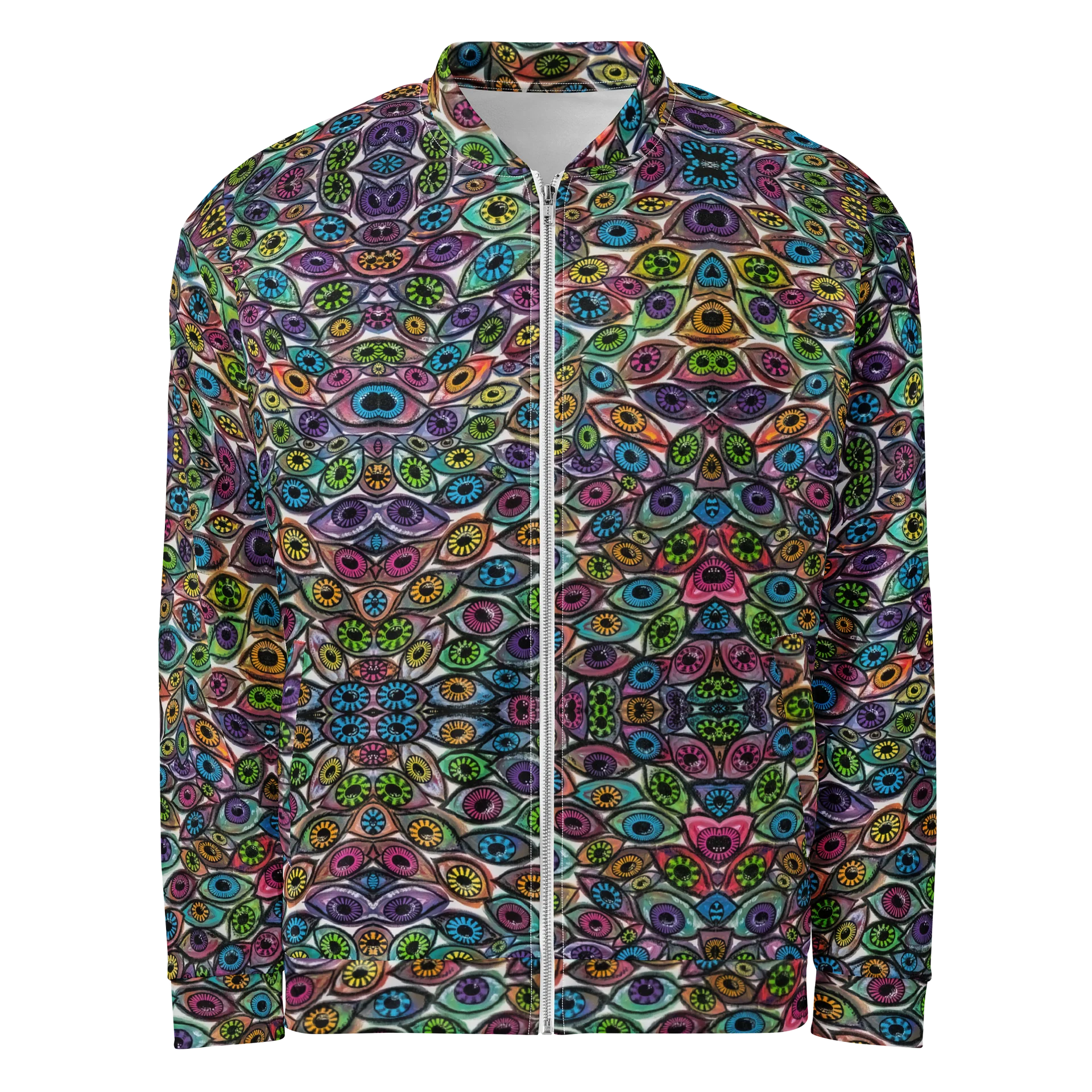 Colorful Psychedelic Eyes Bomber Jacket | Eye See You Too product image (1)