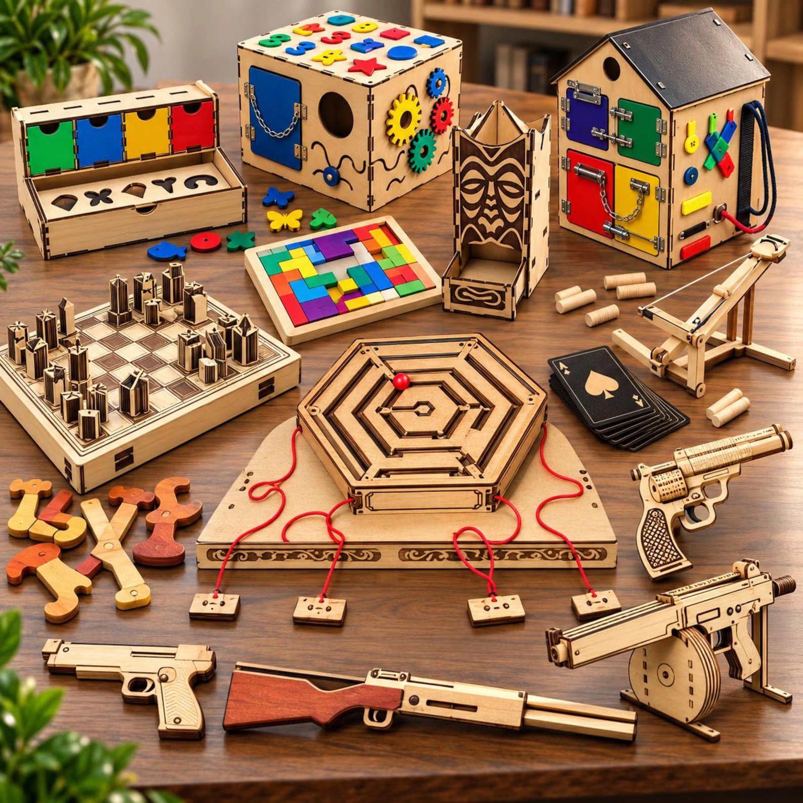 120+ Laser Cut Games & Wooden Toy Bundle | Puzzle, Board Game & Chess SVG DXF Files product image (2)