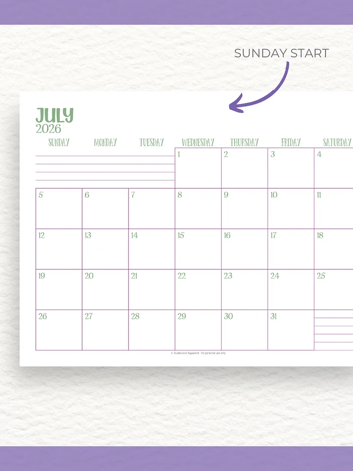 Tropical Paradise - 26/27 Calendar - Single Page per Month - Letter Size product image (2)
