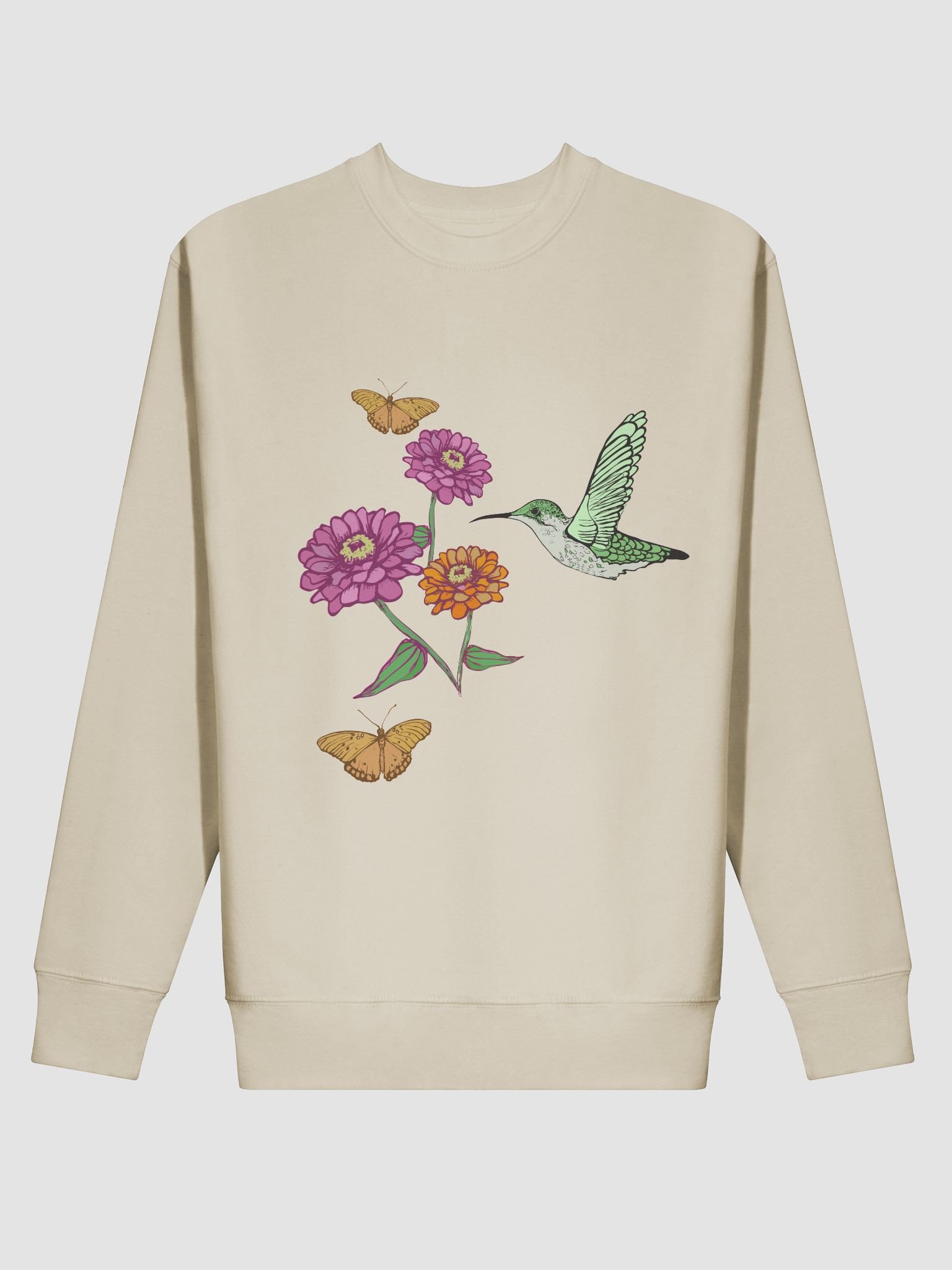 Hummingbird Butterfly Zinnia Sweatshirt product image (2)