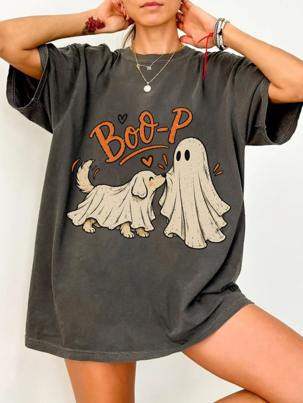 Boo-P Ghost Dog Halloween T-Shirt, Cute Spooky Dog Tee, Ghost Costume Shirt, Funny Halloween Shirt, Dog Lover Gift, Vintage Halloween Tee product image (6)