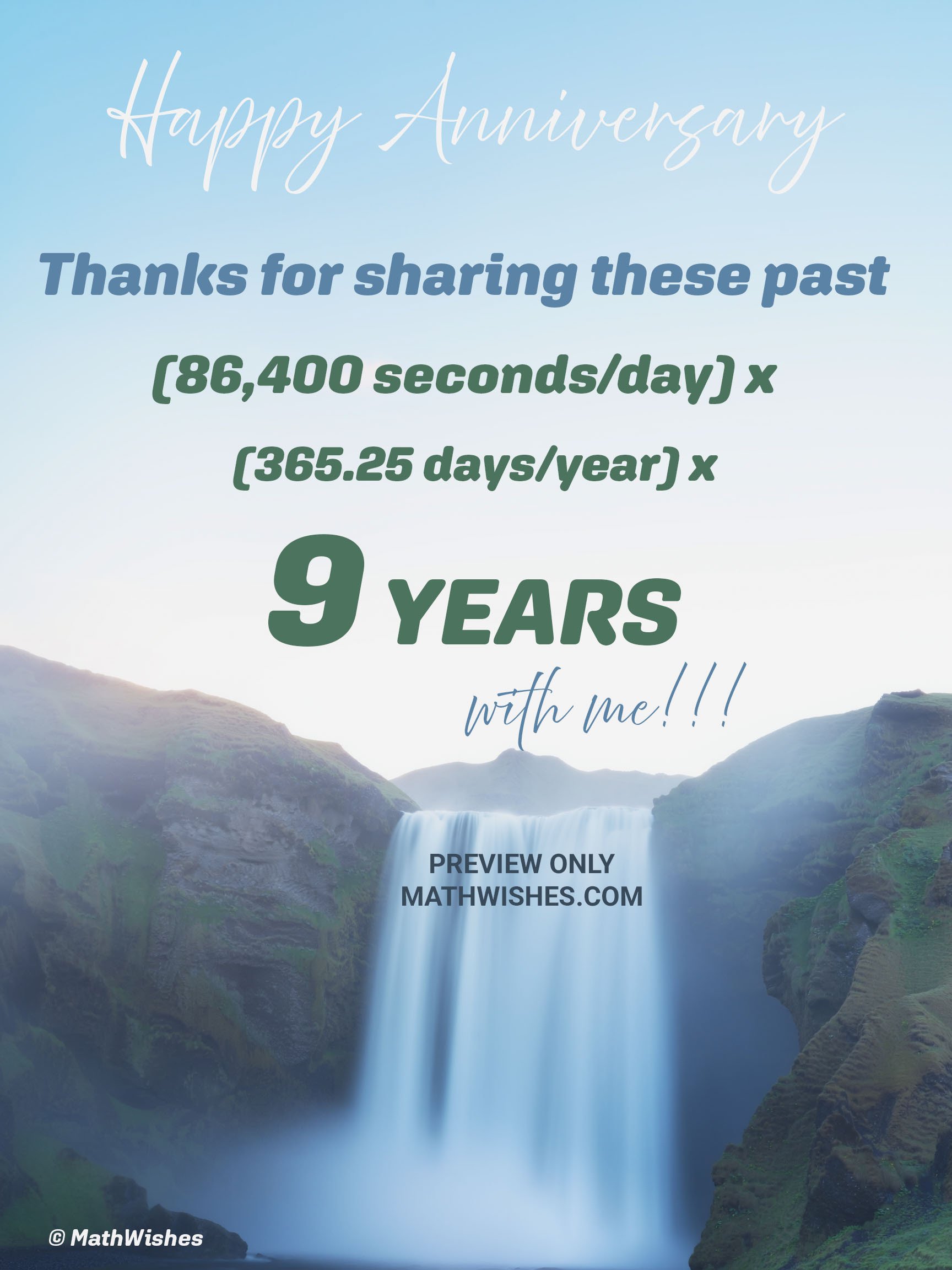 9th Anniversary Card - Waterfall product image (1)