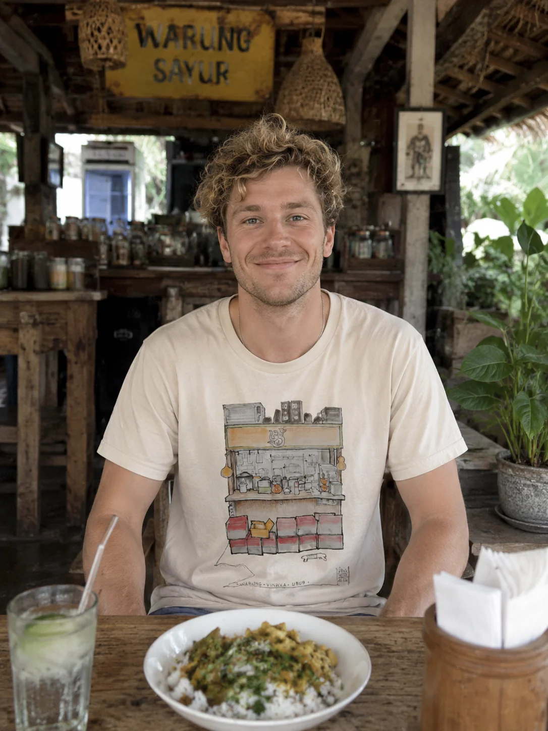 Ubud Warung | Hand-Drawn Bali Sketch T-Shirt product image (1)