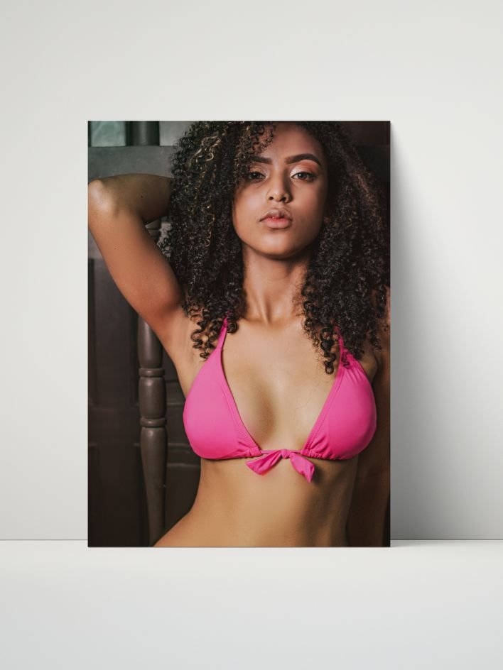 Pink Bikini Close-Up Pose – Glossy 8x10 Metal Print product image (1)