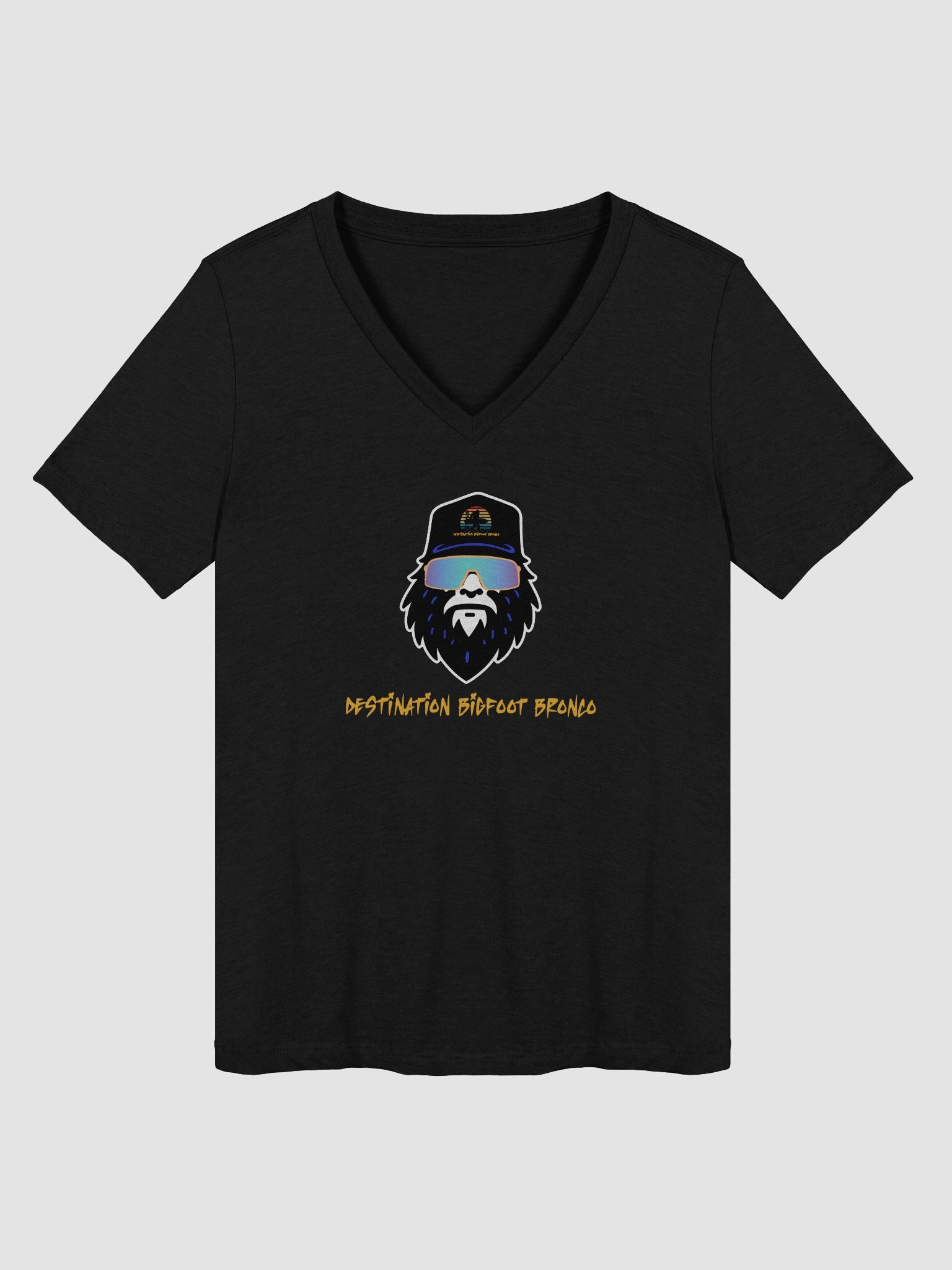 Destination Bigfoot Bronco Bigfoot Logo Bella+Canvas Women's Relaxed V-Neck T-Shirt (Black) product image (1)