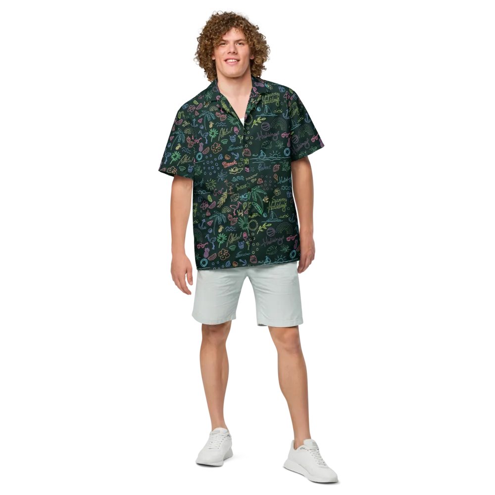 Retro Neon Sunset Palm Trees Hawaiian Shirt product image (4)