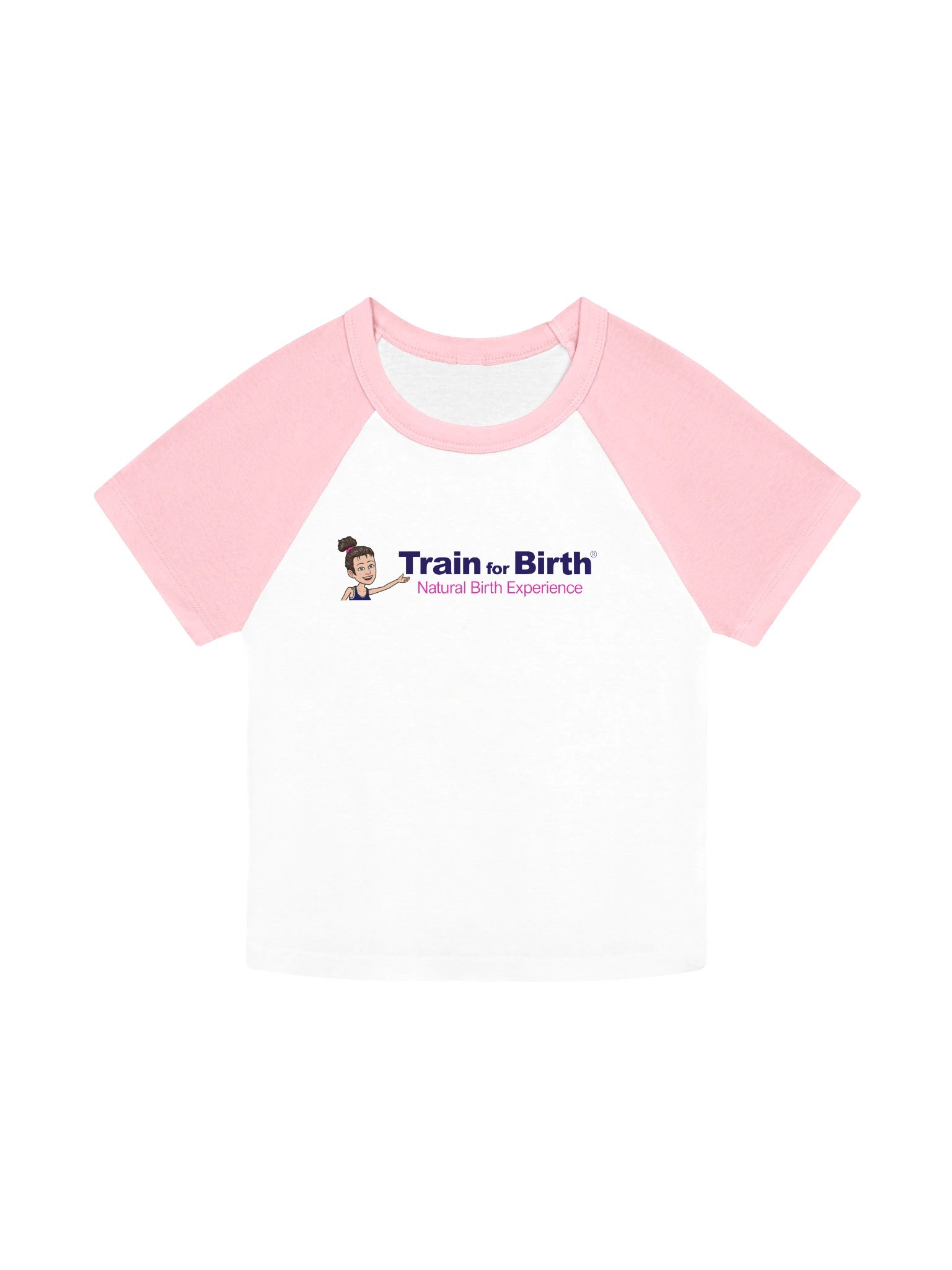 Train for Birth® Bella+Canvas Women's Micro Rib Raglan Pink/White Baby Tee product image (1)