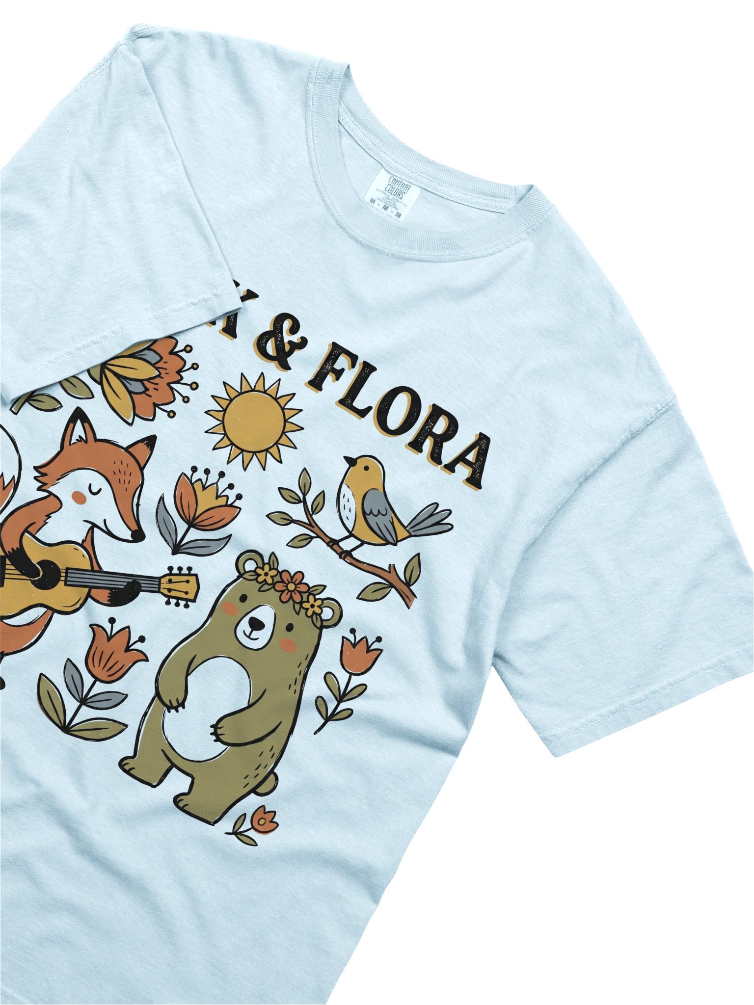 Folk & Flora Woodland Animals Tee | Folk Art Fox Bear Bird product image (27)