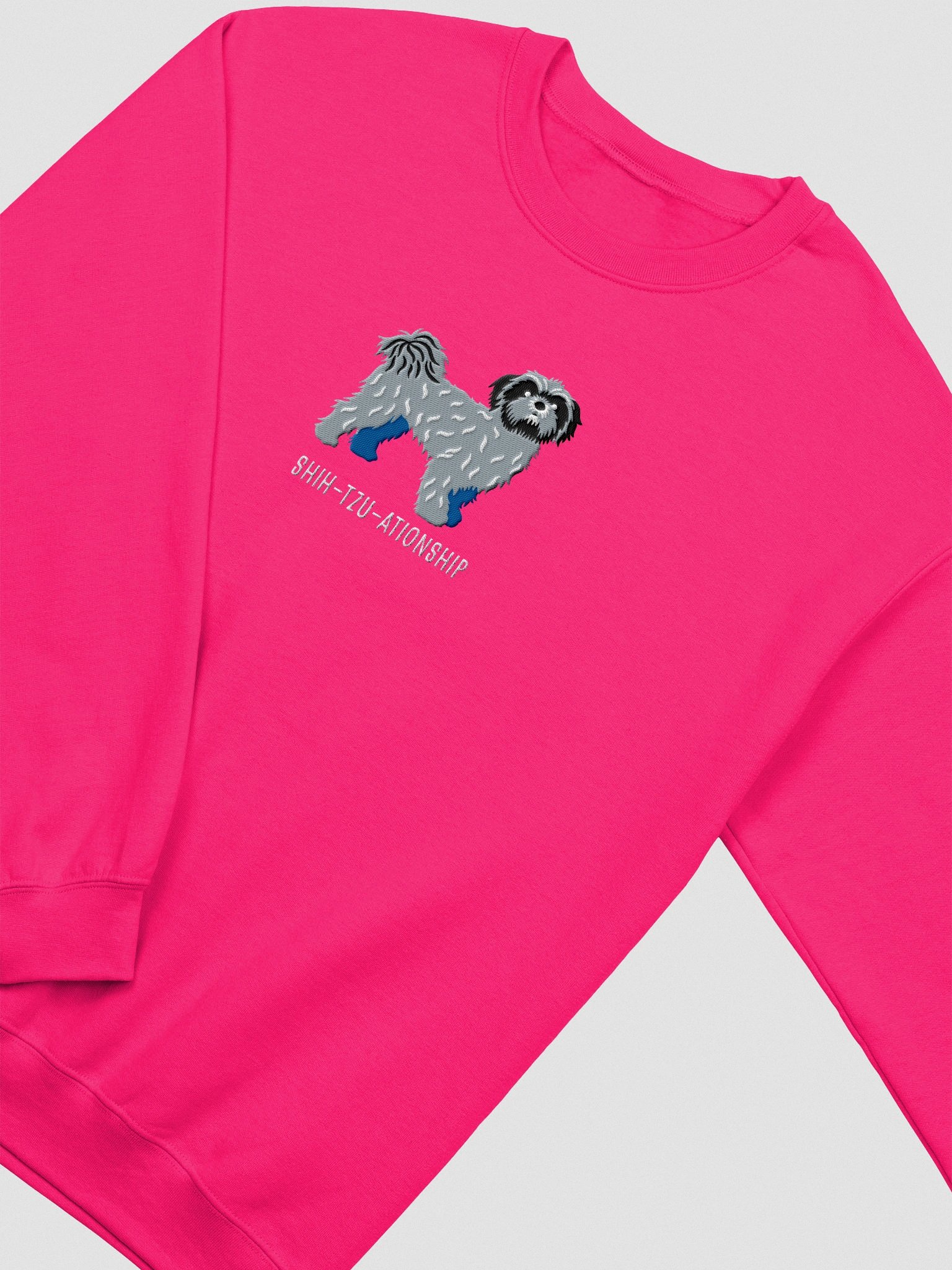 Shih-Tzu-ationship Sweatshirt (Embroidered) of a Shih Tzu(Blue) product image (6)