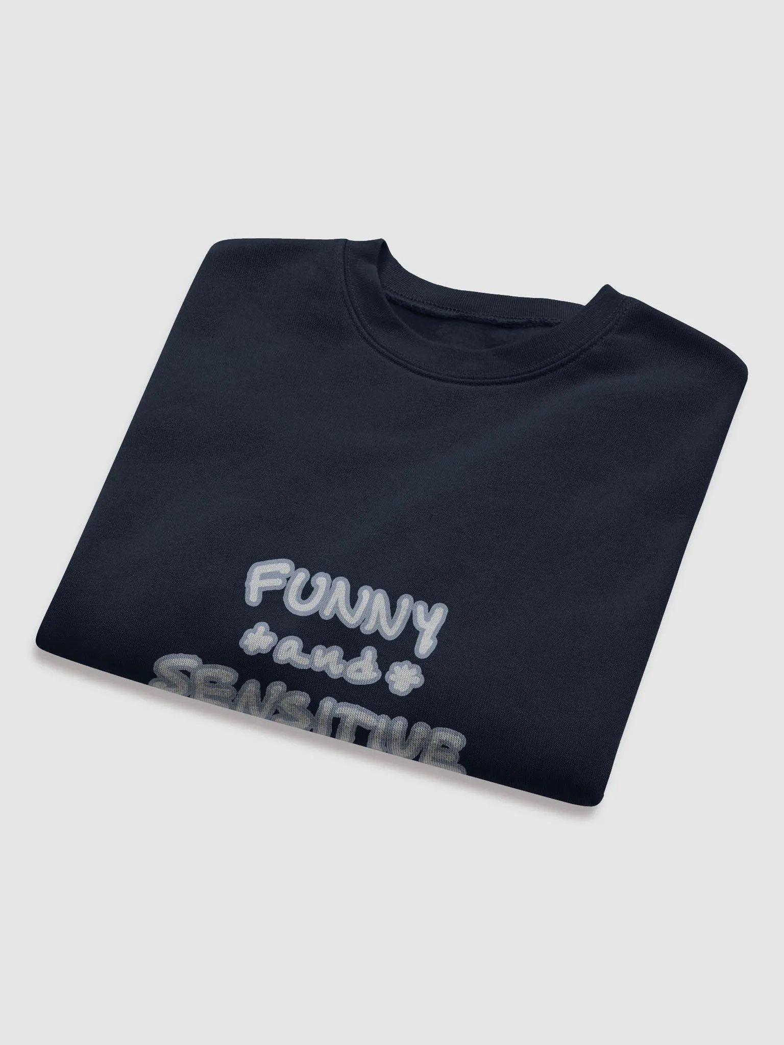 FUNNY *and* SENSITIVE (lined design, #A5B6D1) women’s fleece crop sweatshirt product image (13)