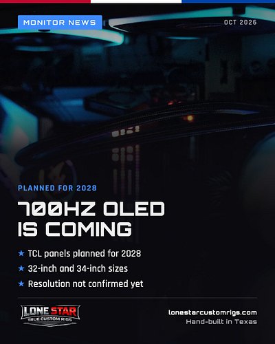 700Hz OLED monitors are coming... in 2028 🖥️

🔹 TCL is planning 32