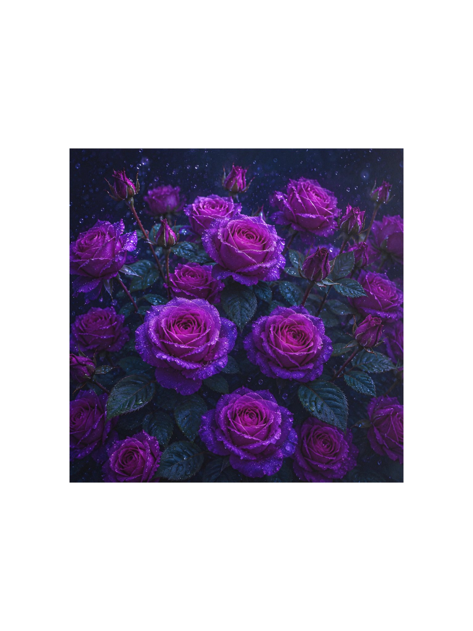 Purple Rose Wall Art Print, Rainy Floral Poster, Romantic Violet Flower Decor, 10x10 Gift product image (3)