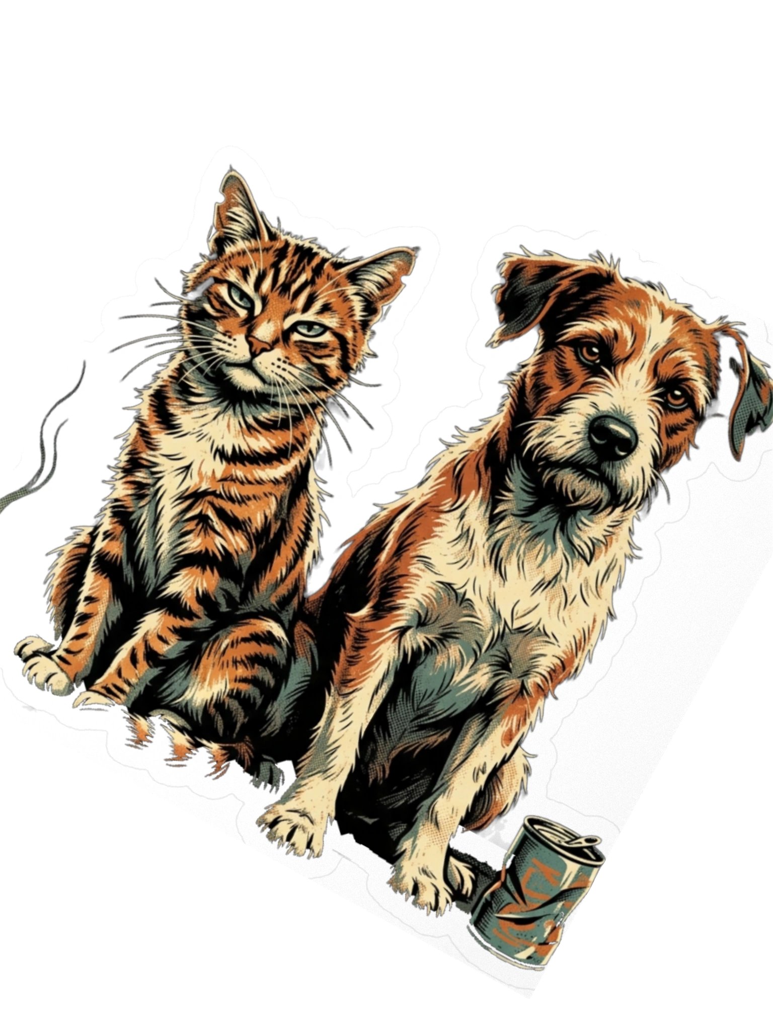 Grumpy Cat and Dog Best Friends Sticker – Vintage Retro Street Pets Decal for Laptop, Water Bottle & Journal product image (2)