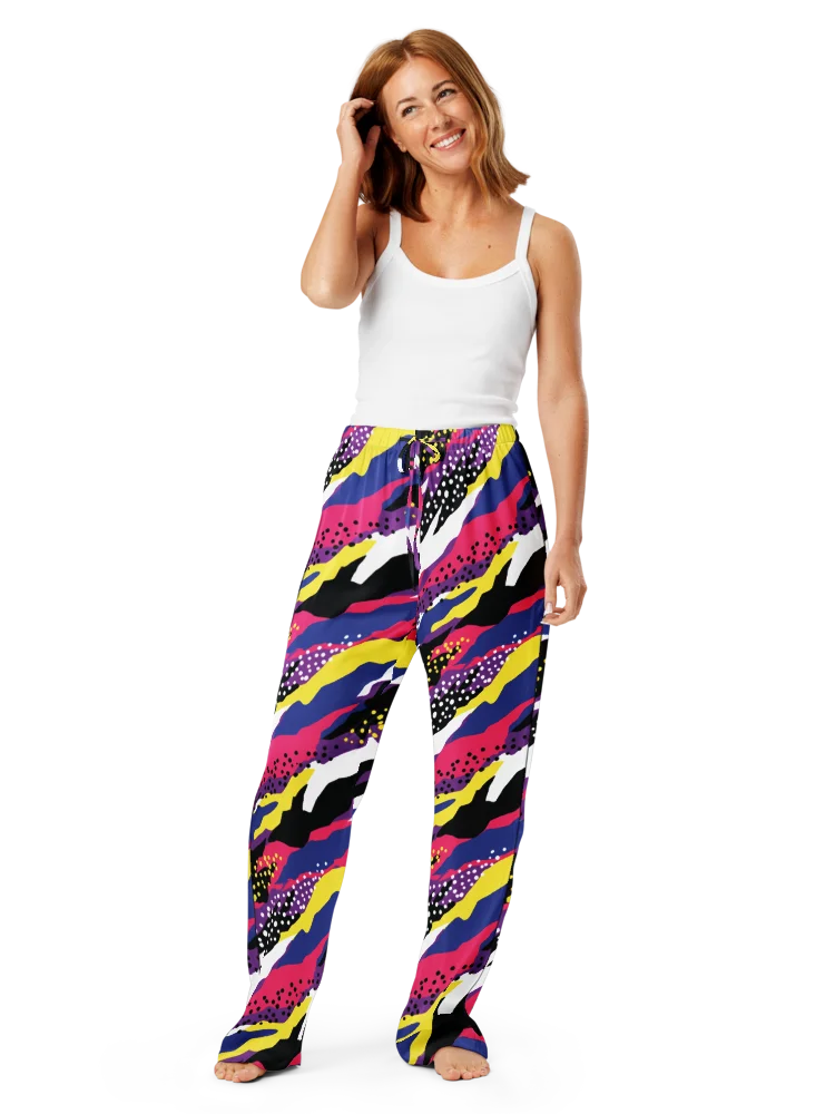 Retro 90s Cyber-Pop Waves | Vibrant All-Over Print Women's Pajama Pants product image (2)
