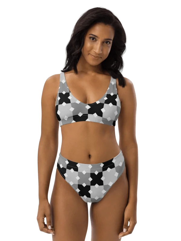His House Womens High Waisted Bikini Set - Monochrome Mosaic product image (3)