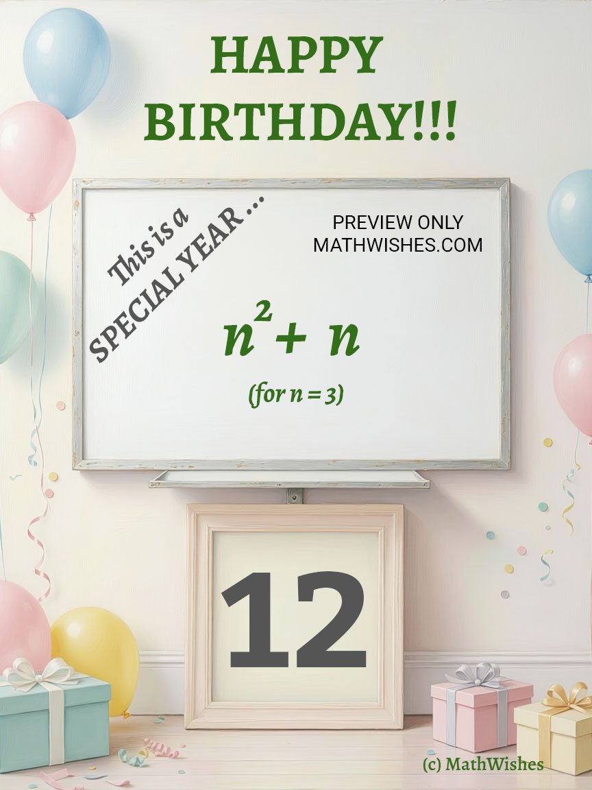 12th Birthday Card - Algebra Equation product image (1)